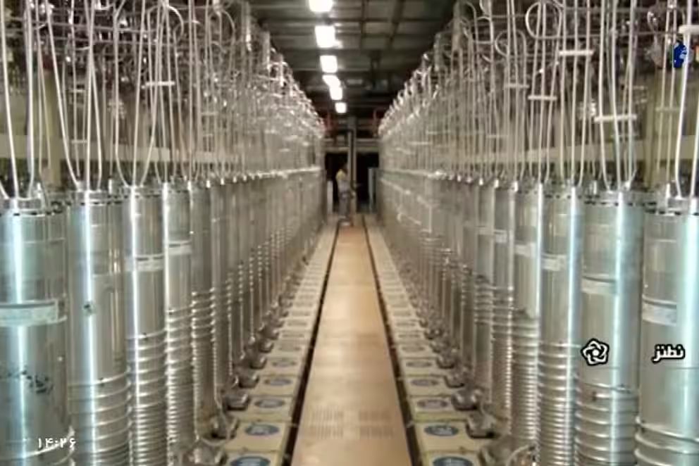 An image from an April 2021 video released by state-run media shows centrifuges at an enrichment facility.